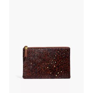 Madewell The Leather Pouch Clutch: Painted Leopard Calf Hair Edition